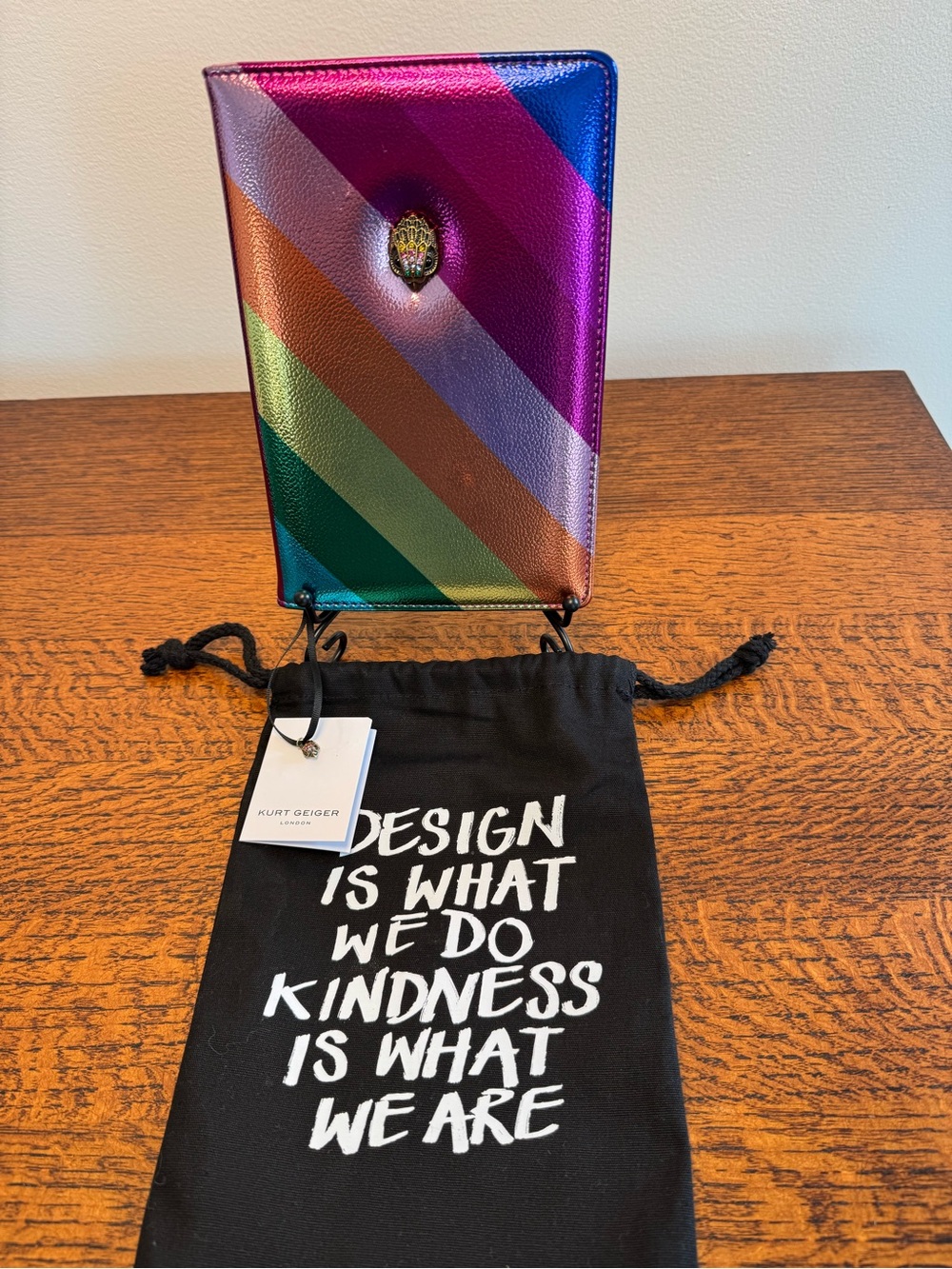 NWOT Kurt Geiger Metallic Rainbow Eagle Head Notebook w/Dust Bag